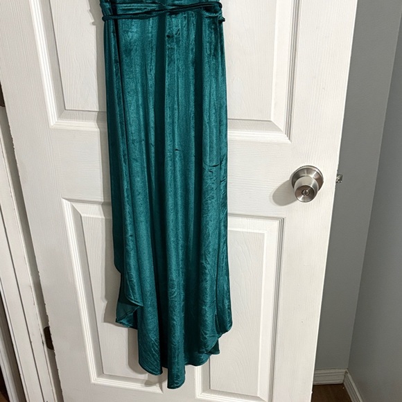 Lulu's Amour Emerald Green Velvet Wrap High-Low Dress Size XS - Picture 10 of 11